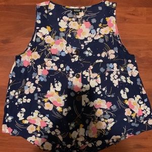 Tie front royal blue Floral a.n.a blouse top